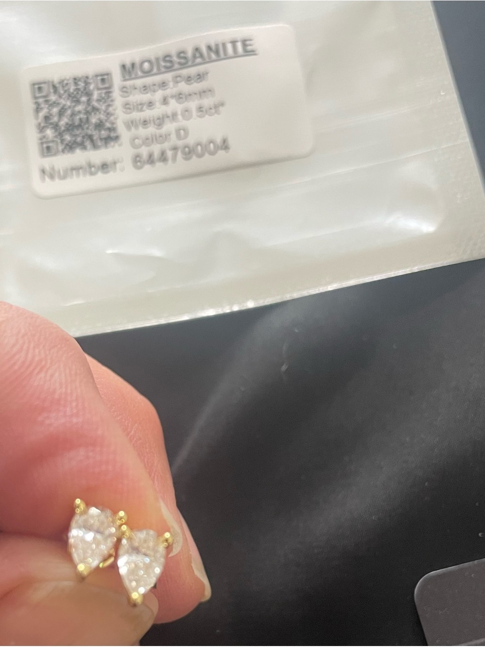Moissanite Pear shaped earrings 0.5ct - Picture 3 of 7